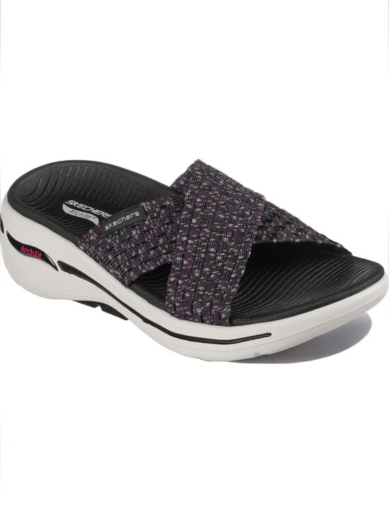 Skechers Shoes - Skechers Women's Black and Purple Crossband Slide Sandals